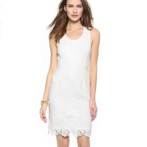 REBECCA TAYLOR Matelasse White Jacquard Lace Shift Dress Bridal Wedding Size 2
